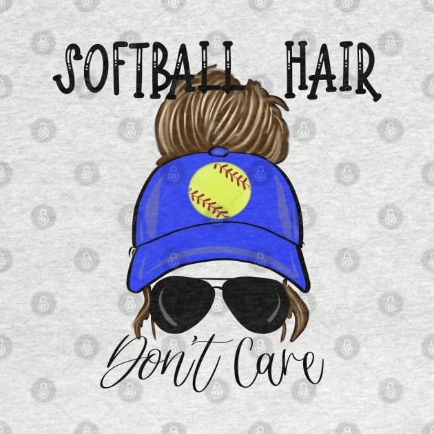 Softball Hair Don’t Care Girl Messy Bun in Cap by Sheila’s Studio